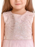 High Low Mauve Pink Lace Tulle Layered Flower Girl Dress
